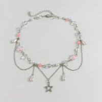Thumbnail for Chic Layered Hollow Star Pendant Pearl Crystal Chain Necklace - ArtGalleryZen