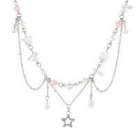 Thumbnail for Chic Layered Hollow Star Pendant Pearl Crystal Chain Necklace