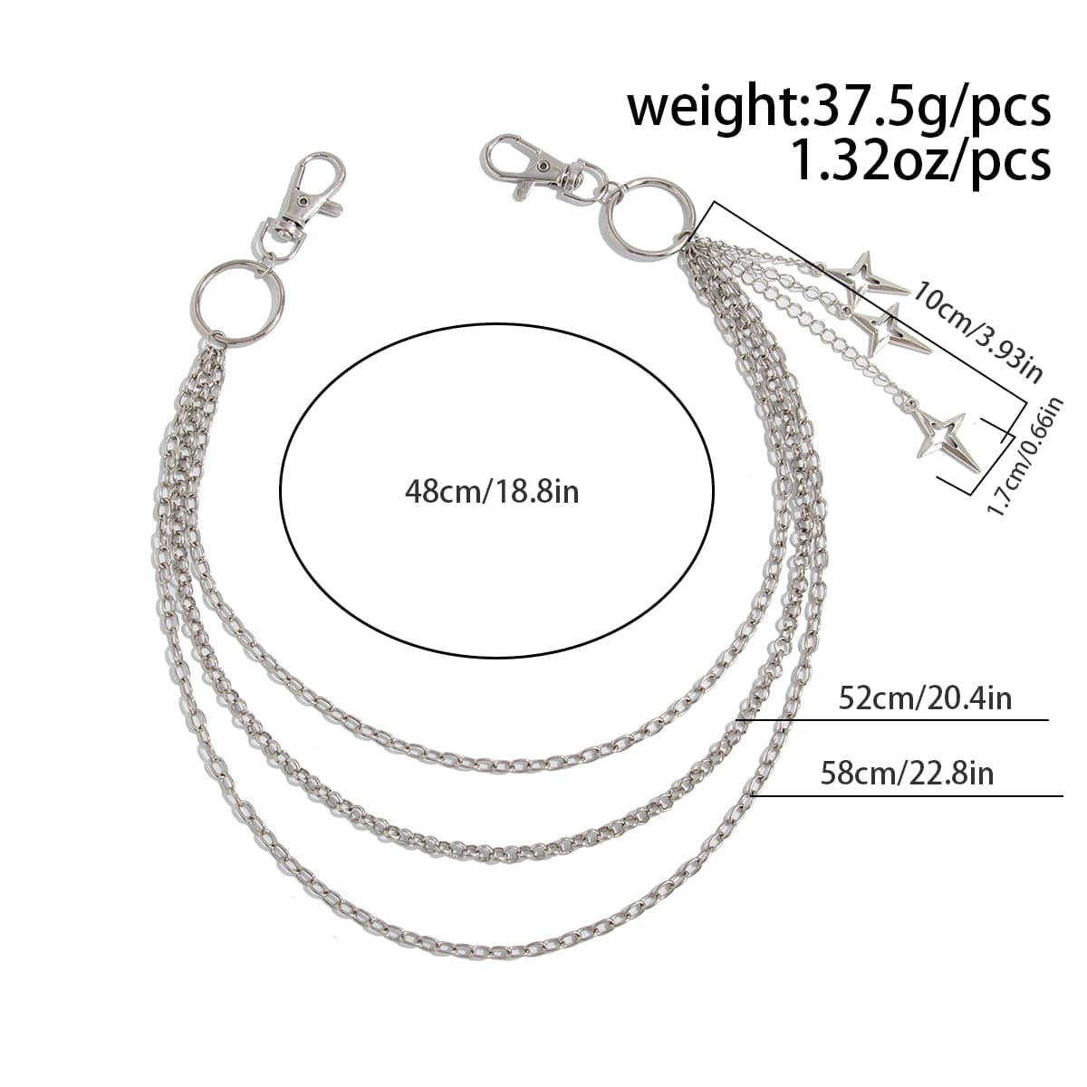 Chic Layered Hollow Star Pendant Trouser Chain - ArtGalleryZen