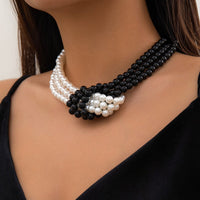 Thumbnail for Chic Layered Knotted Pearl Chain Choker Necklace - ArtGalleryZen