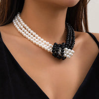 Thumbnail for Chic Layered Knotted Pearl Chain Choker Necklace - ArtGalleryZen