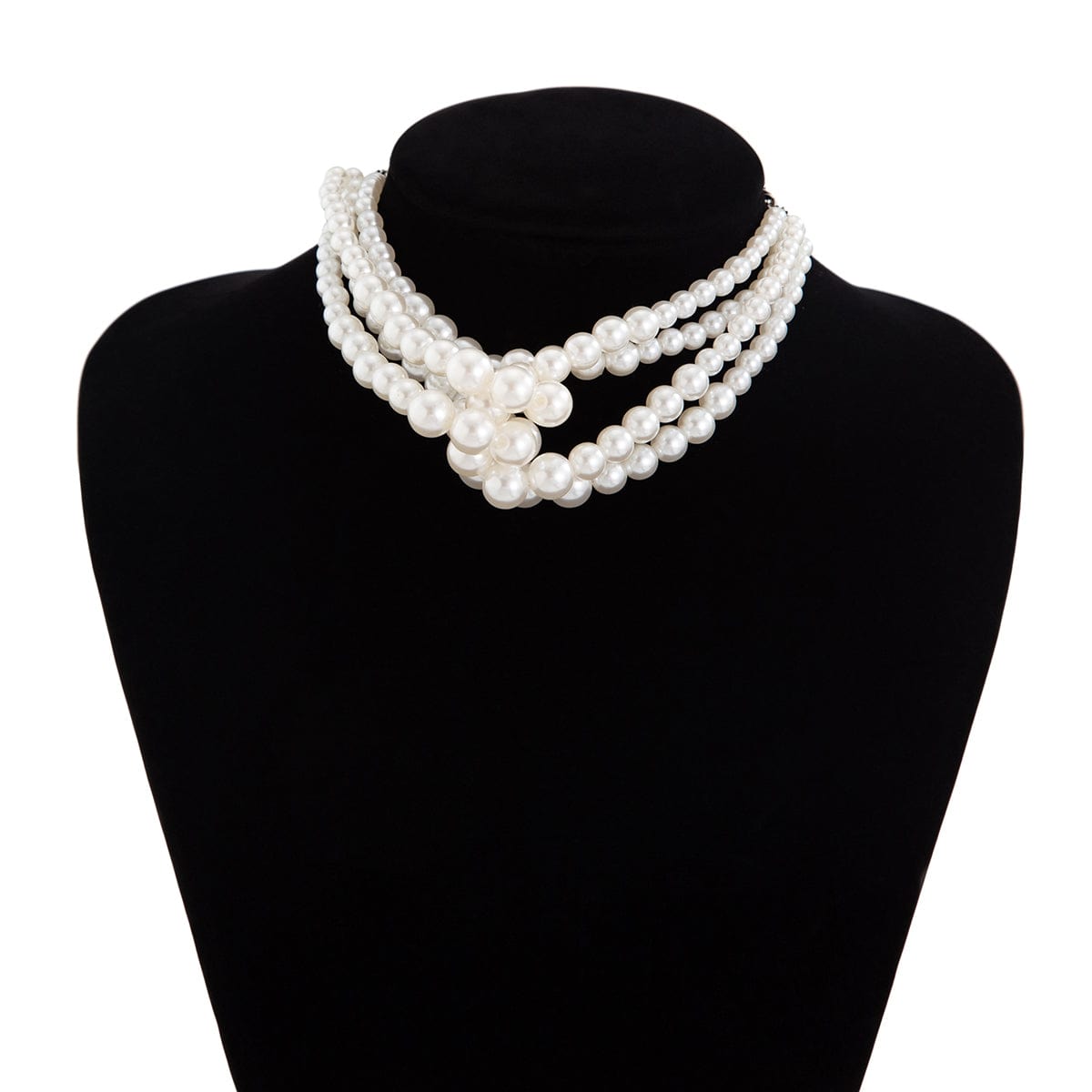 Chic Layered Knotted Pearl Chain Choker Necklace Bracelet