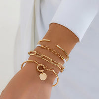 Thumbnail for Chic Layered Knotted String Round Disk Cable Chain Bangle Bracelet Set - ArtGalleryZen