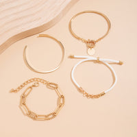 Thumbnail for Chic Layered Knotted String Round Disk Cable Chain Bangle Bracelet Set - ArtGalleryZen