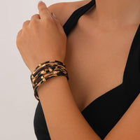 Thumbnail for Chic Layered Leopard Print PU Leather String Magnetic Bracelet