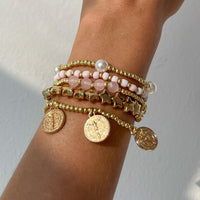 Thumbnail for Chic Layered Pattern Round Disk Pearl Charm Seed Beaded Star Bracelet Set - ArtGalleryZen