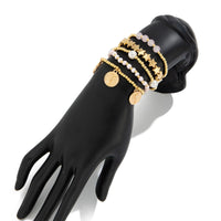 Thumbnail for Chic Layered Pattern Round Disk Pearl Charm Seed Beaded Star Bracelet Set - ArtGalleryZen