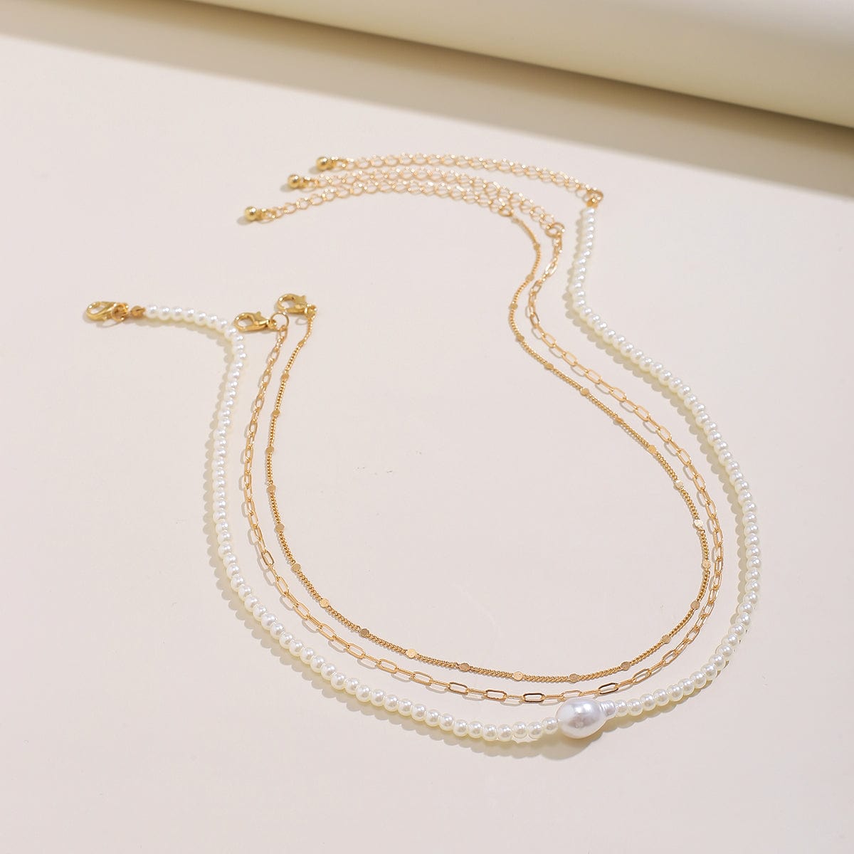 Chic Layered Pearl Chain Necklace Set - ArtGalleryZen