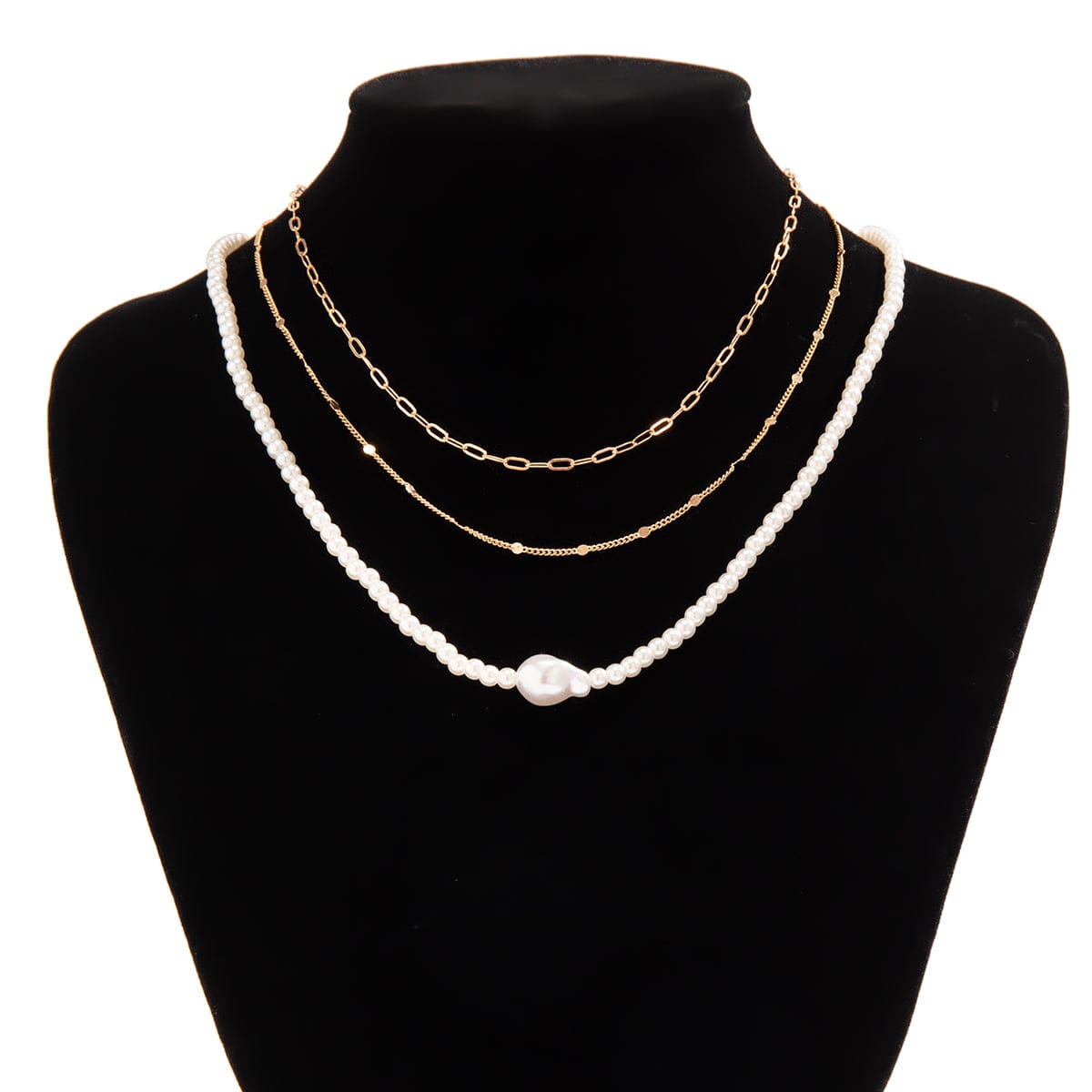 Chic Layered Pearl Chain Necklace Set - ArtGalleryZen