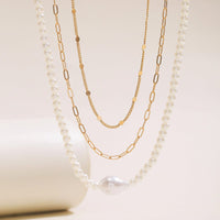 Thumbnail for Chic Layered Pearl Chain Necklace Set - ArtGalleryZen