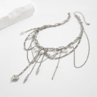 Thumbnail for Chic Layered Pearl Rivet Tassel Heart Pendant Cable Chain Y Necklace - ArtGalleryZen