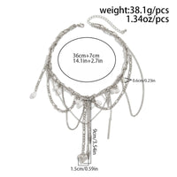 Thumbnail for Chic Layered Pearl Rivet Tassel Heart Pendant Cable Chain Y Necklace