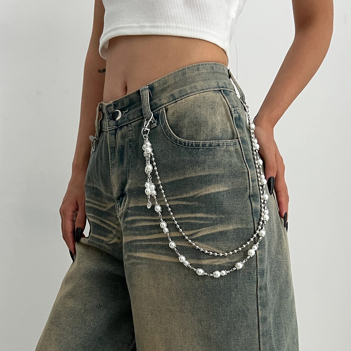 Chic Layered Pearl Trouser Chain - ArtGalleryZen
