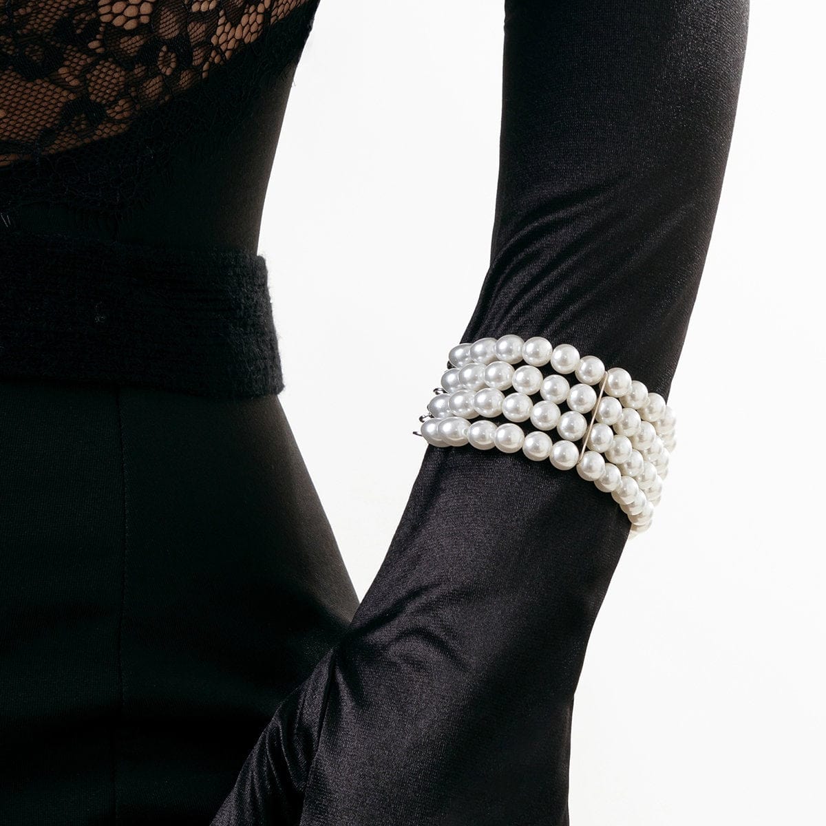 Chic Layered Pearl Wristband Bracelet - ArtGalleryZen