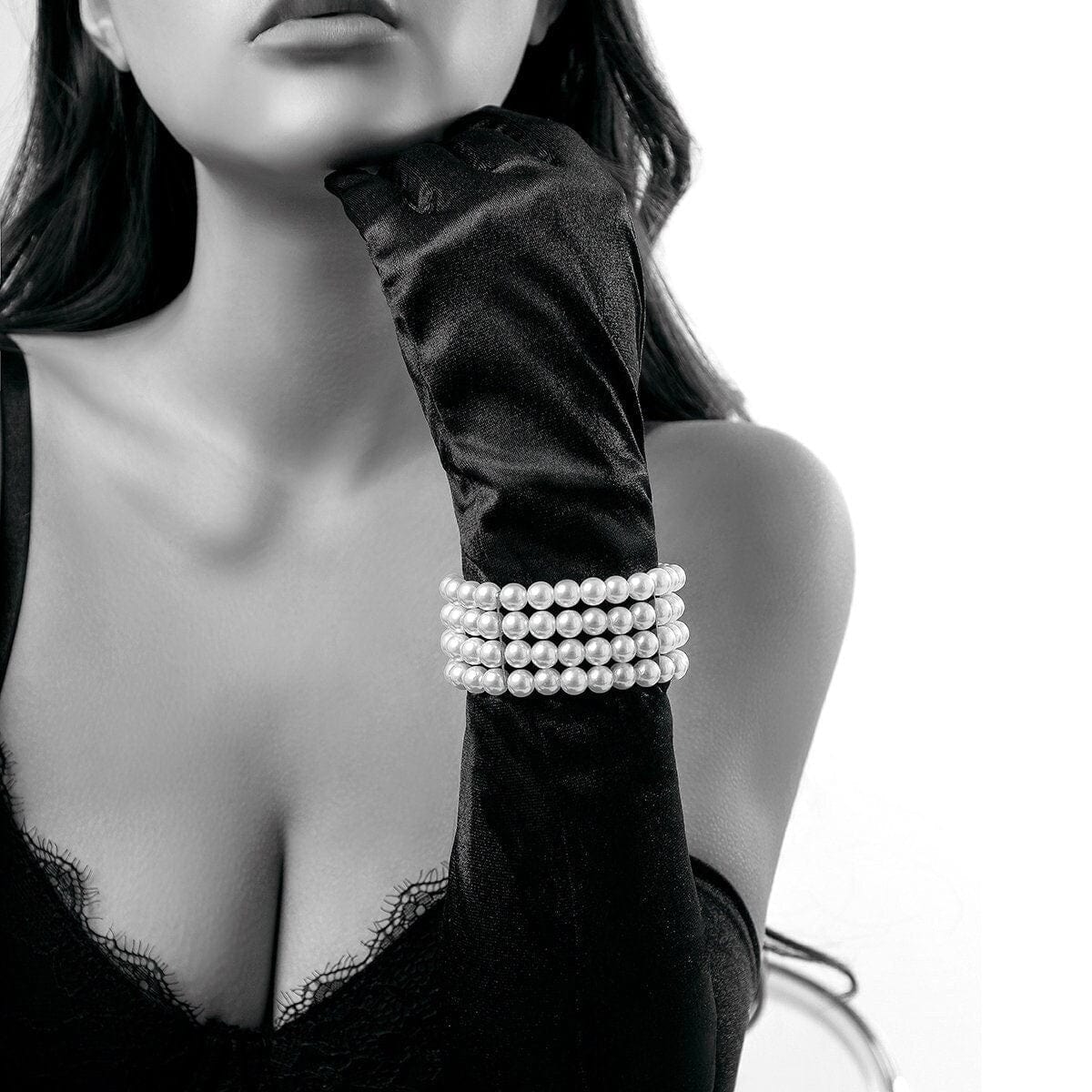 Chic Layered Pearl Wristband Bracelet - ArtGalleryZen