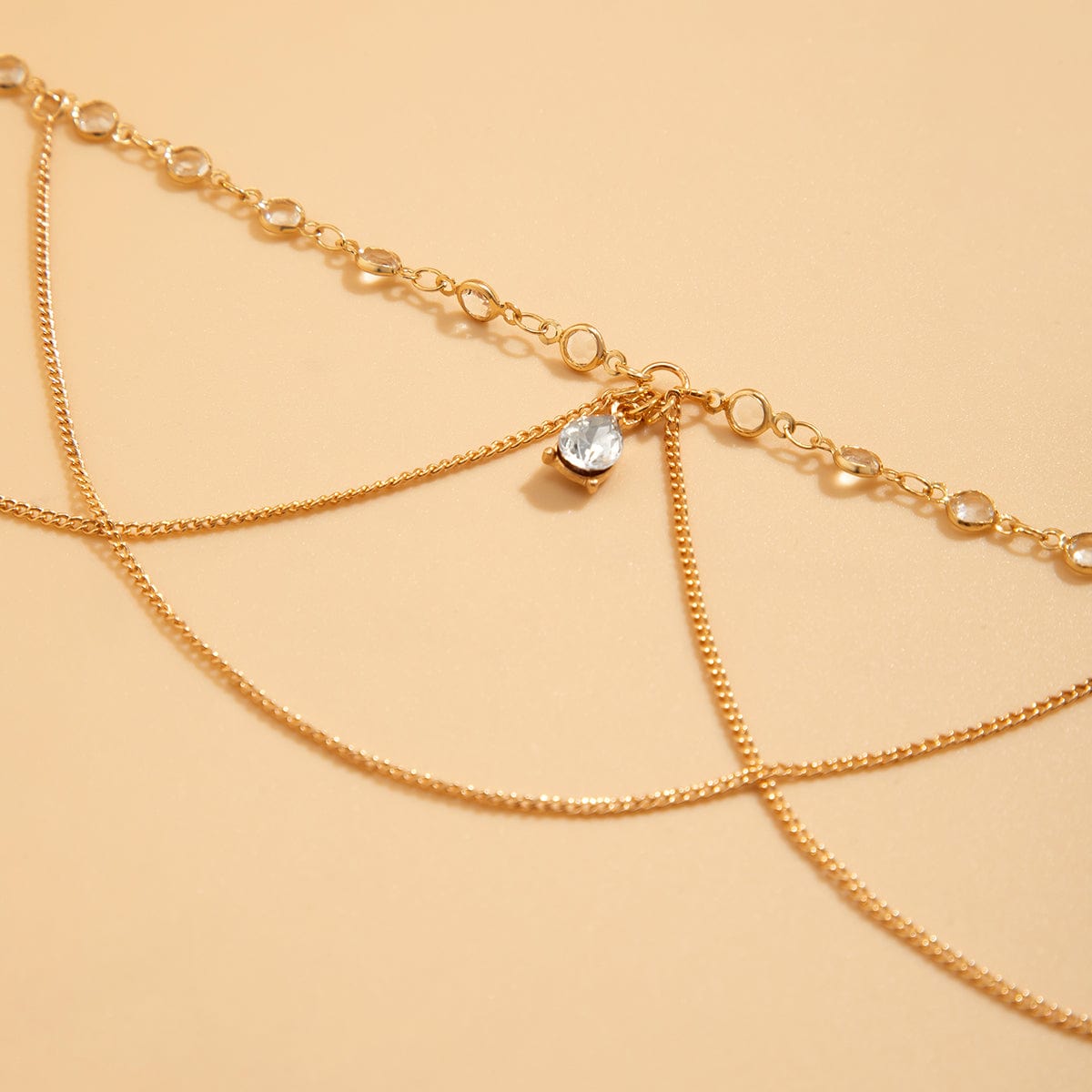 Chic Layered Rhinestone Charm Crystal Inlaid Saturn Arm Chain