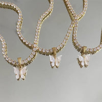 Thumbnail for Chic Layered Rhinestone Inlaid Butterfly Initial Letter Pendant Choker Necklace Set - ArtGalleryZen