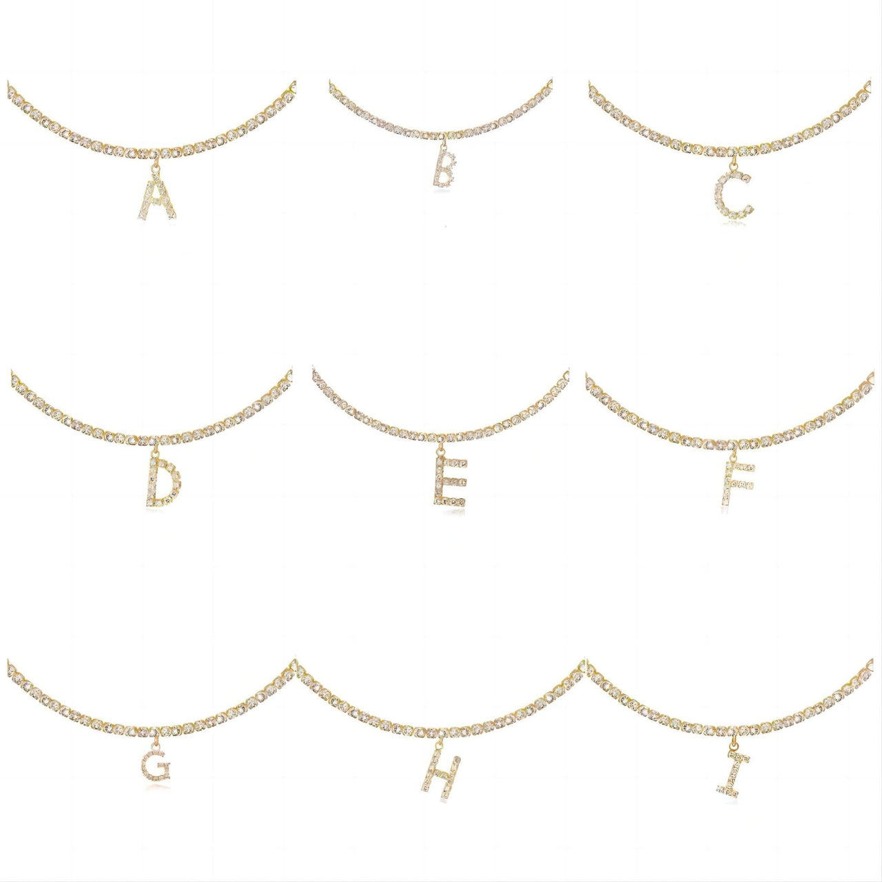 Chic Layered Rhinestone Inlaid Butterfly Initial Letter Pendant Choker Necklace Set - ArtGalleryZen