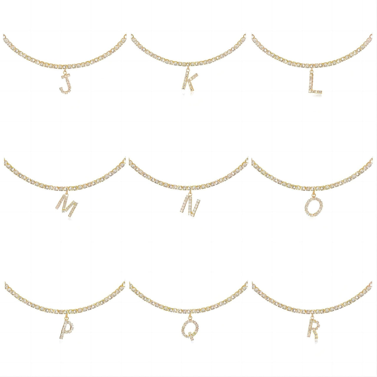 Chic Layered Rhinestone Inlaid Butterfly Initial Letter Pendant Choker Necklace Set - ArtGalleryZen