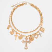Thumbnail for Chic Layered Rhinestone Inlaid Cross Heart Pendant Necklace