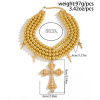 Thumbnail for Chic Layered Rhinestone Inlaid Cross Pendant Ball Chain Necklace - ArtGalleryZen
