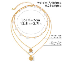 Thumbnail for Chic Layered Round Disk Pendant Pearl Chain Necklace Set - ArtGalleryZen