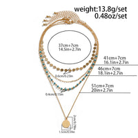Thumbnail for Chic Layered Round Disk Pendant Turquoise Chain Necklace Set - ArtGalleryZen