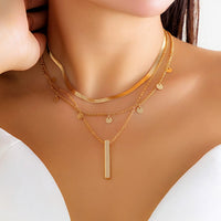 Thumbnail for Chic Layered Sequins Tassel Bar Pendant Snake Chain Necklace Set - ArtGalleryZen