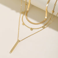 Thumbnail for Chic Layered Sequins Tassel Bar Pendant Snake Chain Necklace Set - ArtGalleryZen