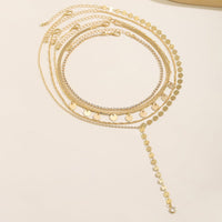 Thumbnail for Chic Layered Sequins Tassel CZ Inlaid Y Necklace Set - ArtGalleryZen