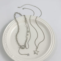 Thumbnail for Chic Layered Star Pendant Pearl Chain Y Necklace Set - ArtGalleryZen