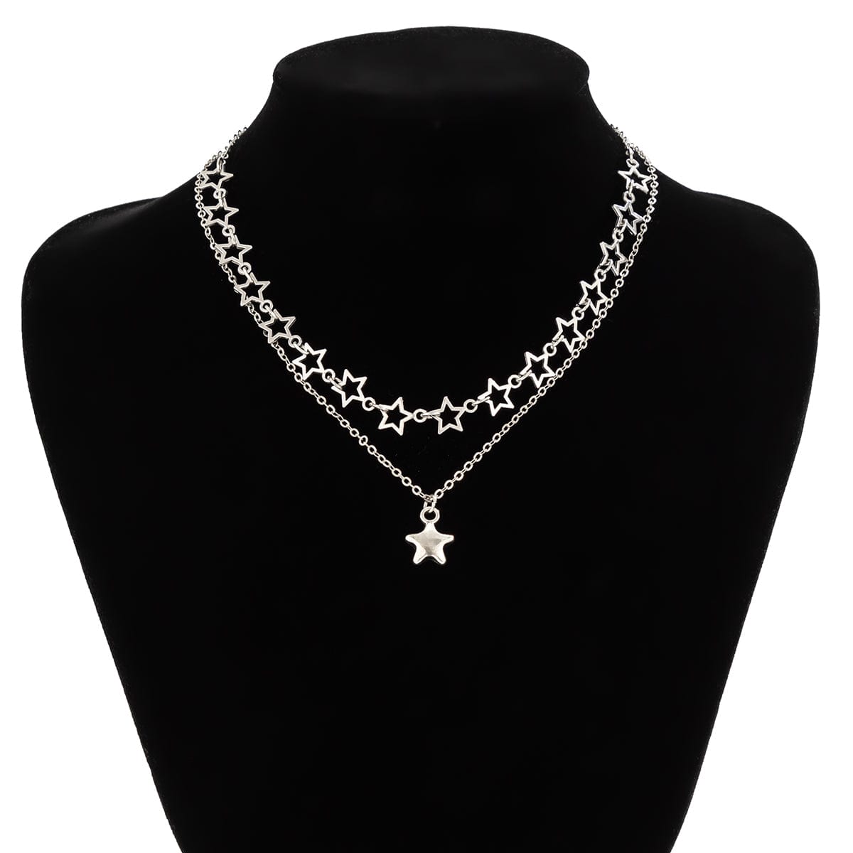 Chic Layered Star Pendant Pentagon Chain Necklace Set - ArtGalleryZen