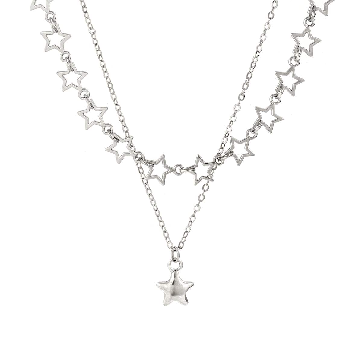 Chic Layered Star Pendant Pentagon Chain Necklace Set - ArtGalleryZen