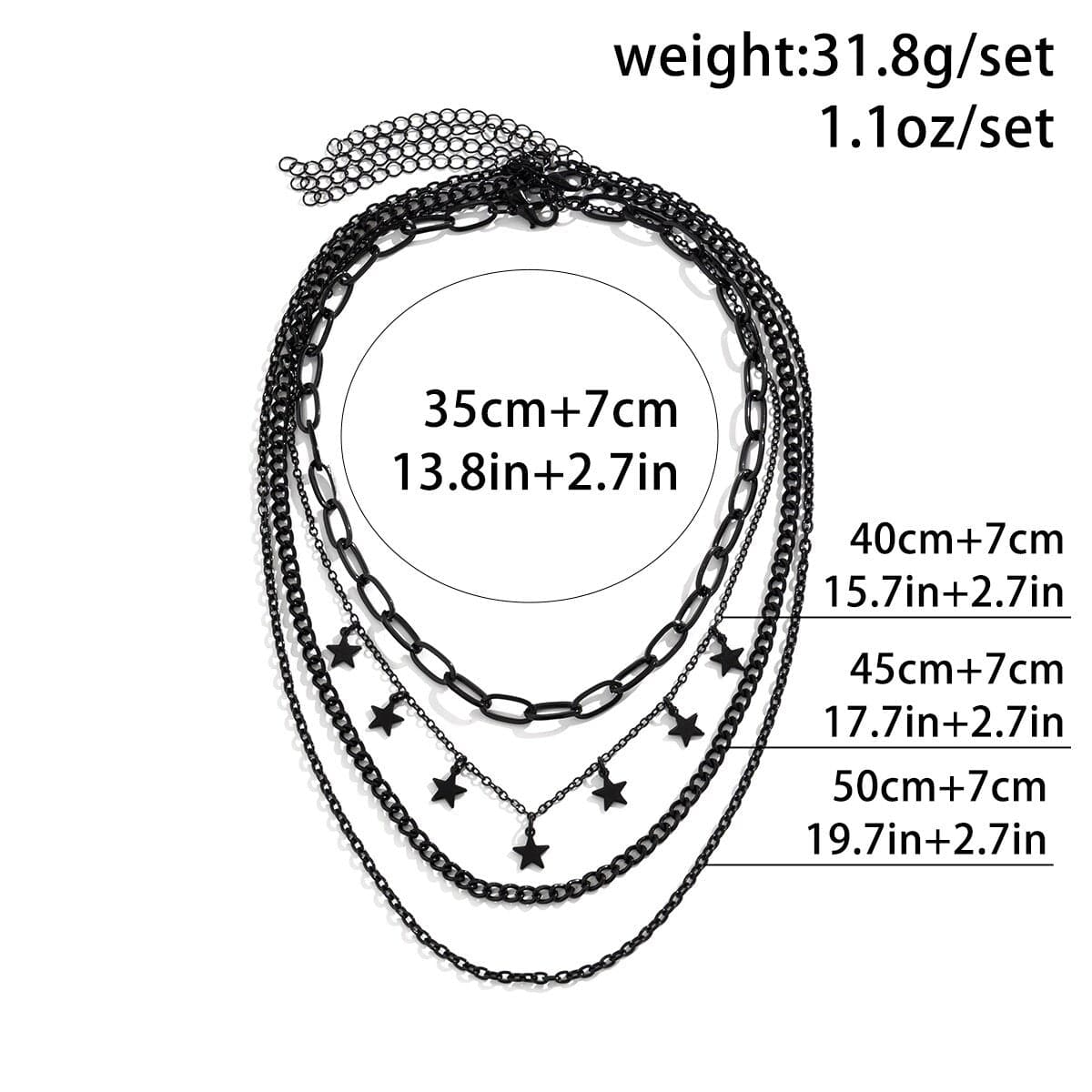 Chic Layered Star Tassel Chain Necklace Set - ArtGalleryZen