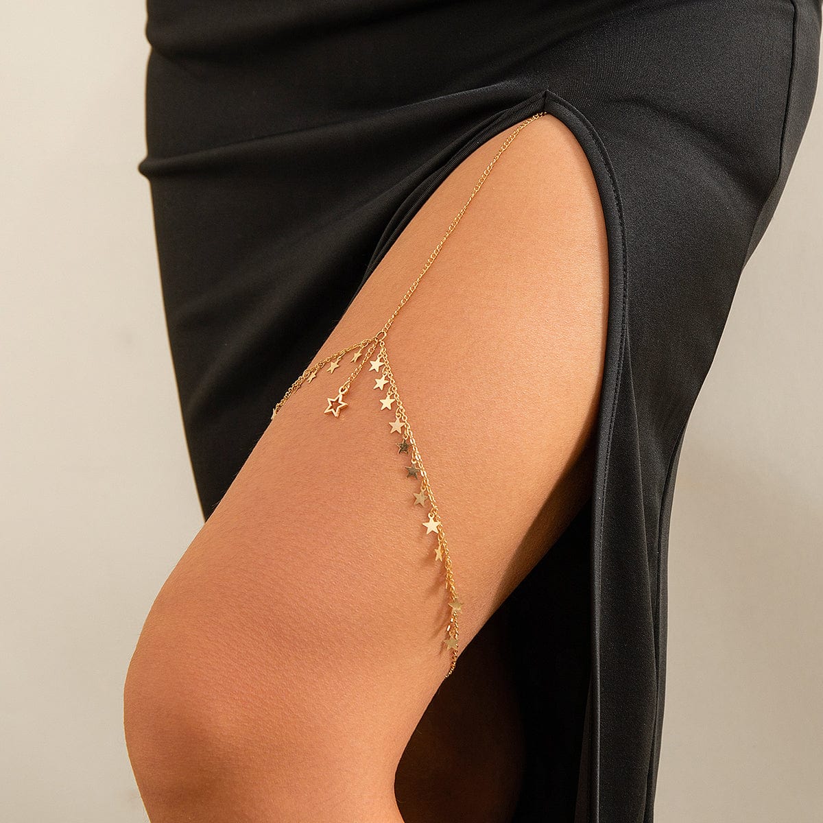 Chic Layered Star Tassel Elastic Thigh Leg Chain - ArtGalleryZen