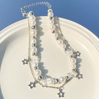 Thumbnail for Chic Layered Star Tassel Pearl Chain Necklace