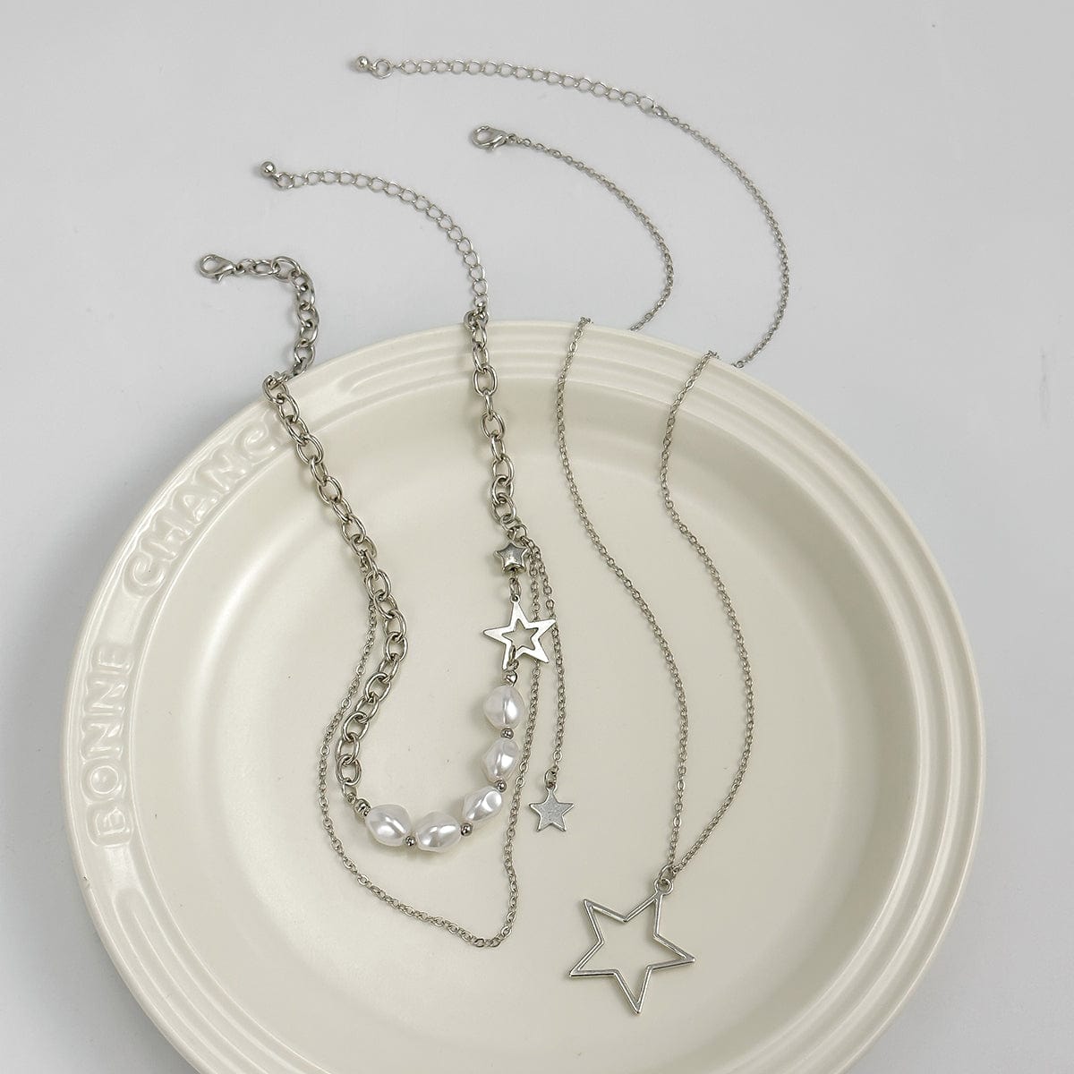 Bohemia Layered Starry Pendant Pearl Chain Necklace Set - ArtGalleryZen