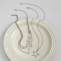Thumbnail for Bohemia Layered Starry Pendant Pearl Chain Necklace Set - ArtGalleryZen