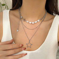 Thumbnail for Bohemia Layered Starry Pendant Pearl Chain Necklace Set - ArtGalleryZen