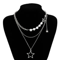 Thumbnail for Bohemia Layered Starry Pendant Pearl Chain Necklace Set - ArtGalleryZen