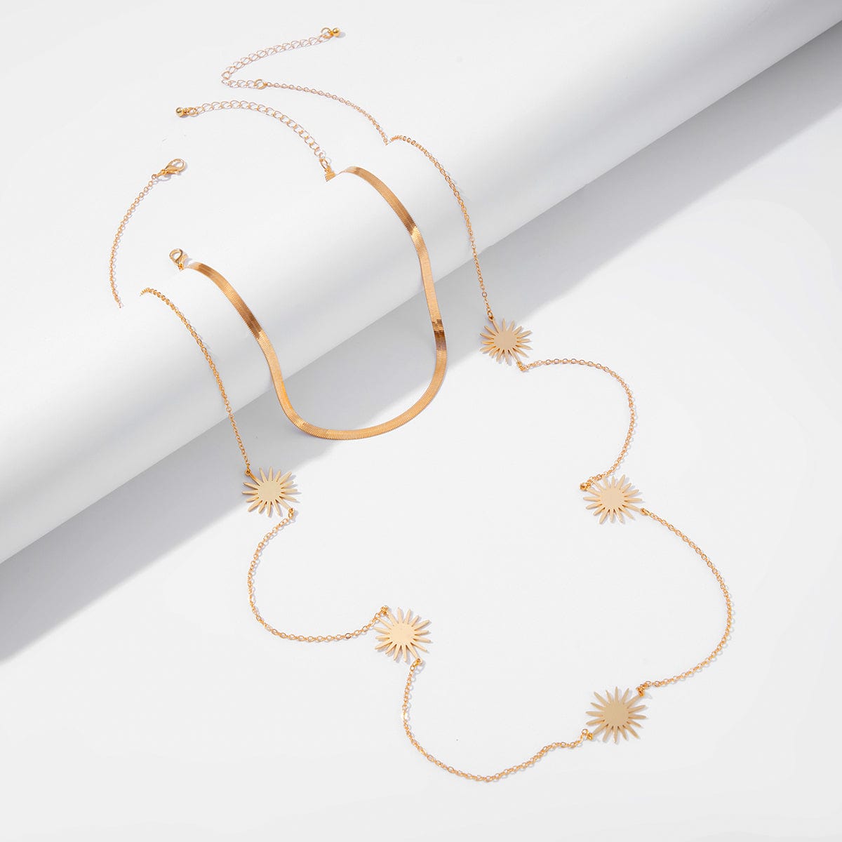 Chic Layered Sun Charm Long Chain Necklace Set - ArtGalleryZen