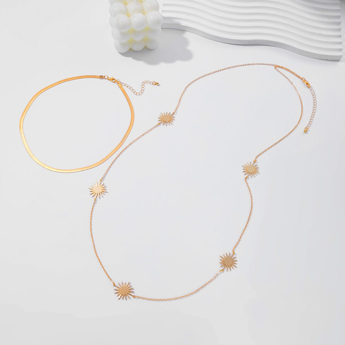 Chic Layered Sun Charm Long Chain Necklace Set - ArtGalleryZen