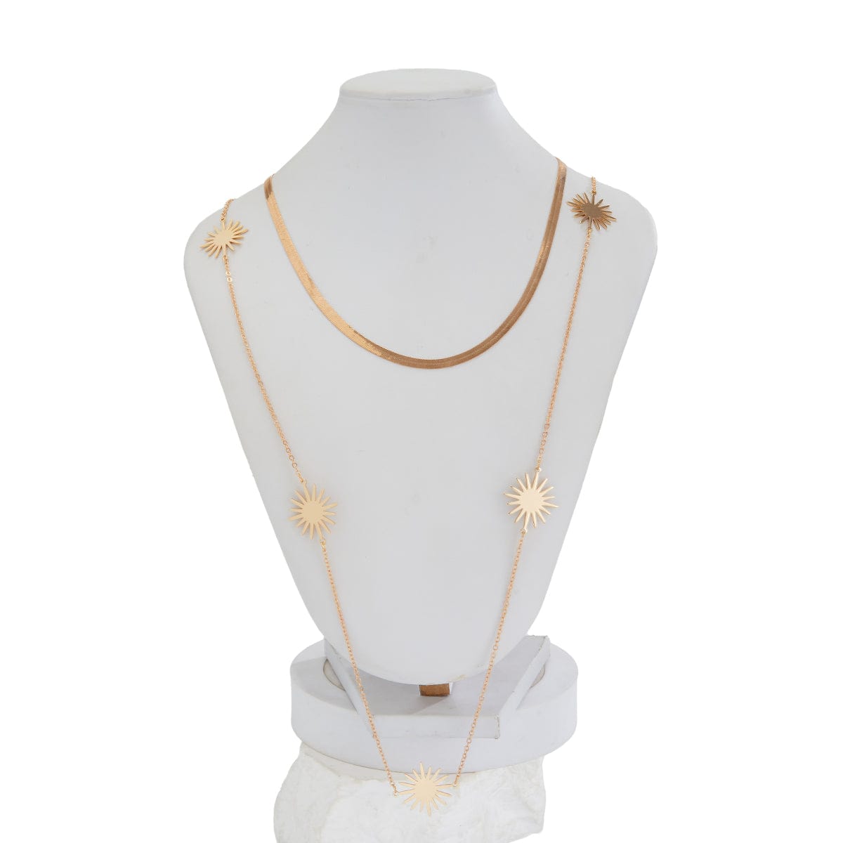 Chic Layered Sun Charm Long Chain Necklace Set - ArtGalleryZen