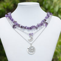 Thumbnail for Chic Layered Sun Moon Pendant Turquoise Stone Stackable Necklace Set - ArtGalleryZen