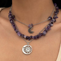 Thumbnail for Chic Layered Sun Moon Pendant Turquoise Stone Stackable Necklace Set - ArtGalleryZen