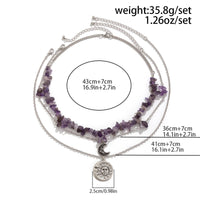 Thumbnail for Chic Layered Sun Moon Pendant Turquoise Stone Stackable Necklace Set - ArtGalleryZen