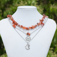 Thumbnail for Chic Layered Sun Moon Pendant Turquoise Stone Stackable Necklace Set - ArtGalleryZen