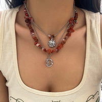 Thumbnail for Chic Layered Sun Moon Pendant Turquoise Stone Stackable Necklace Set - ArtGalleryZen