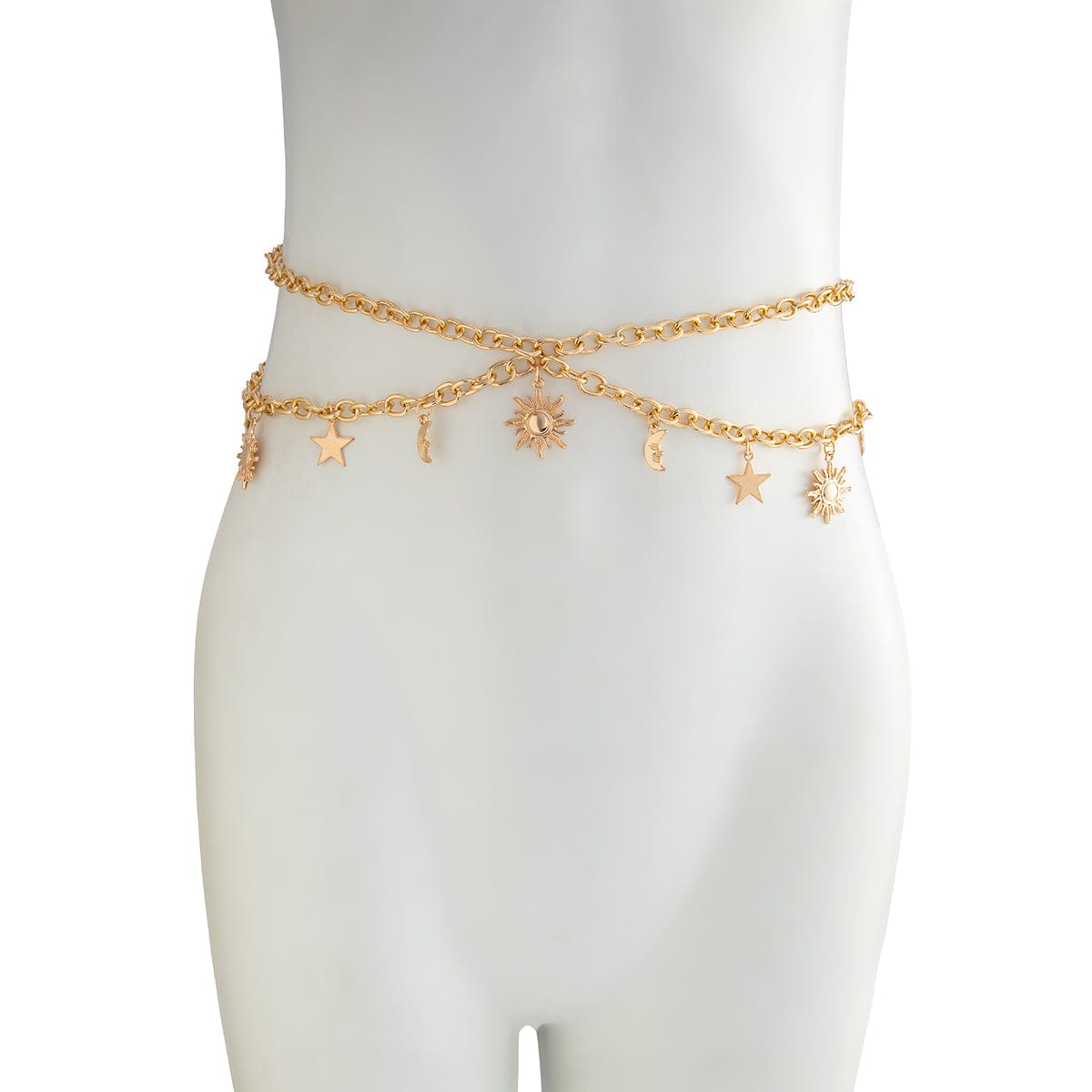 Chic Layered Sun Moon Star Tassel Waist Chain