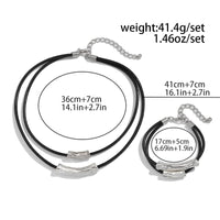 Thumbnail for Chic Layered Textured Cylinder Charm Wax Cord String Necklace Bracelet Set - ArtGalleryZen